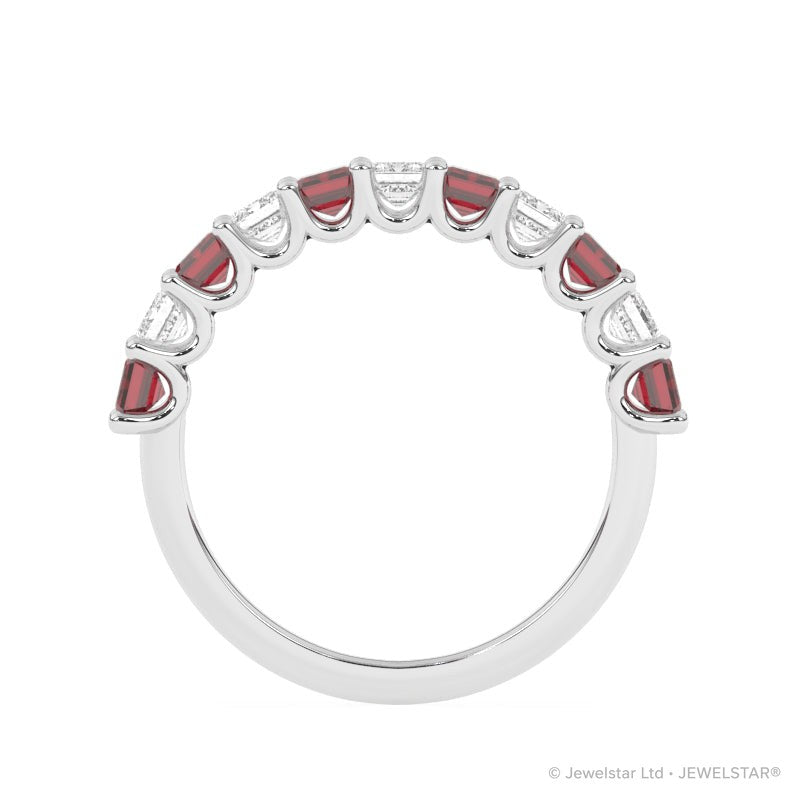 R-81440-RU-W  Lab Diamond & Ruby Eleven Stone Ring