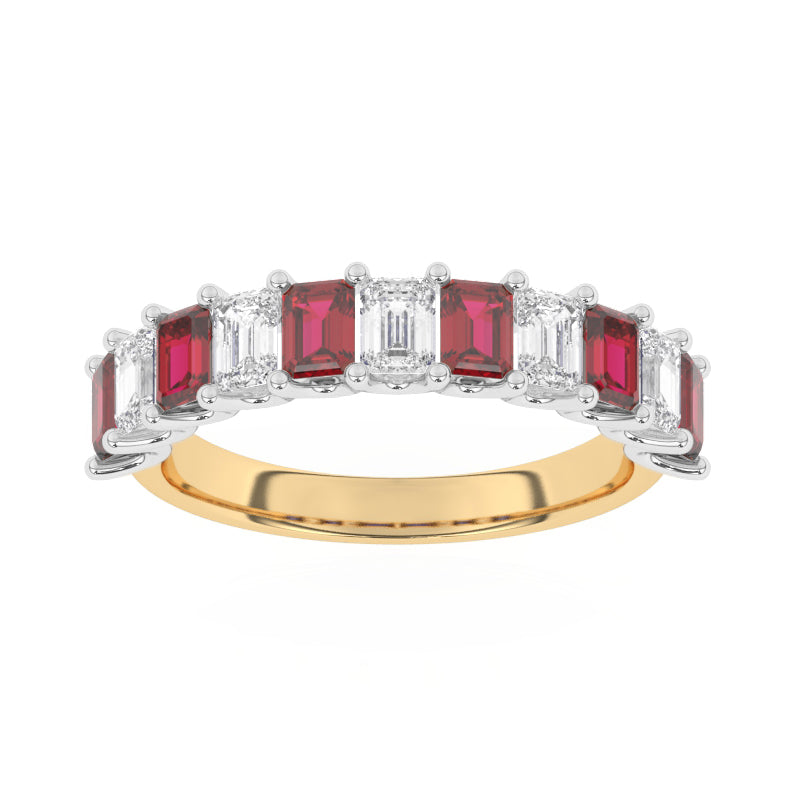 R-81440-RU-Y  Lab Diamond & Ruby Eleven Stone Ring