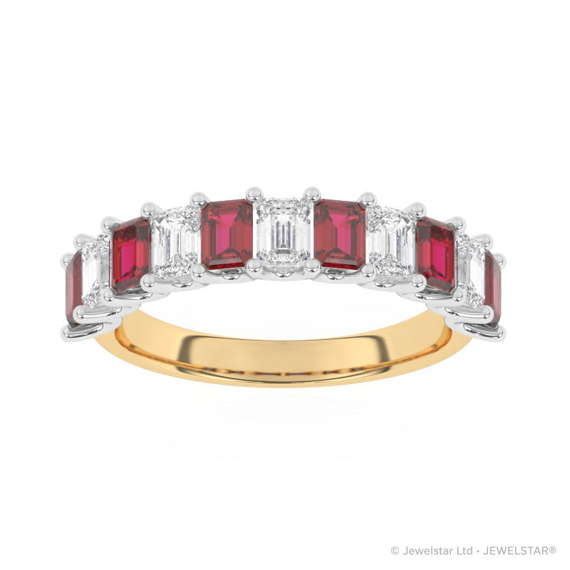 R-81440-RU-Y  Lab Diamond & Ruby Eleven Stone Ring