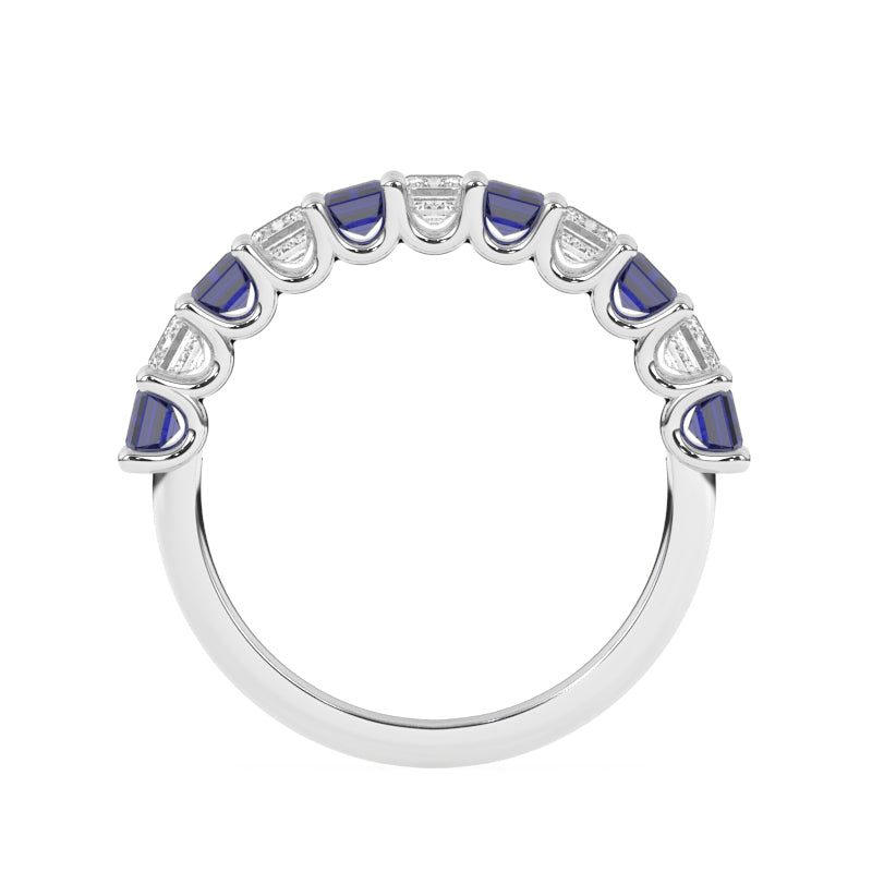R-81440-SA-W  Lab Diamond & Sapphire Eleven Stone Ring