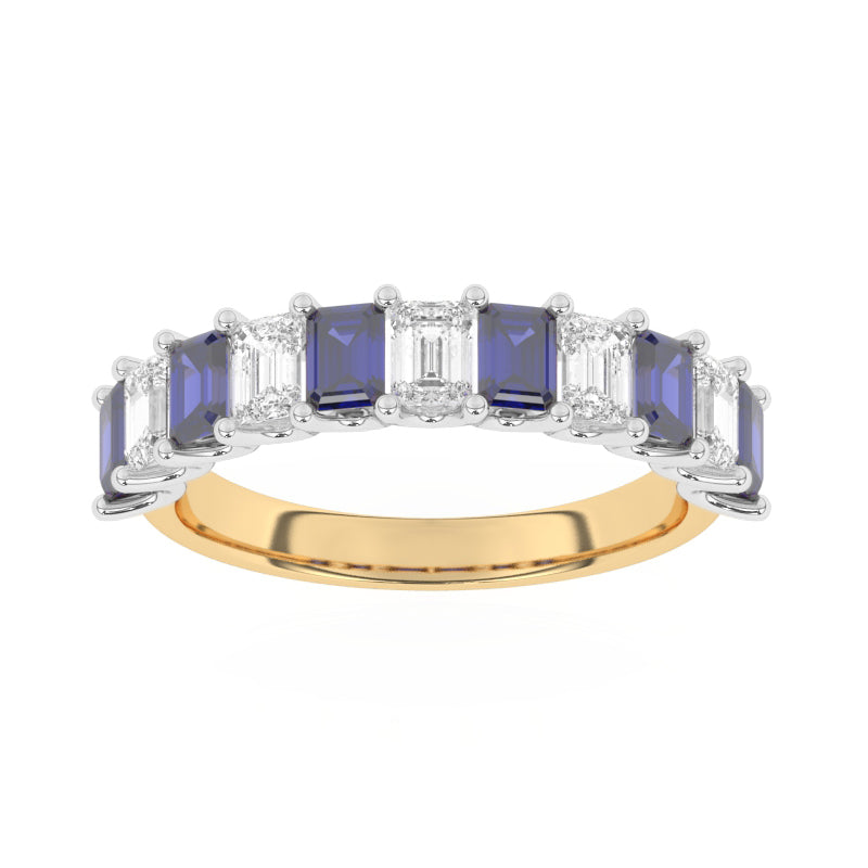 R-81440-SA-Y  Lab Diamond & Sapphire Eleven Stone Ring