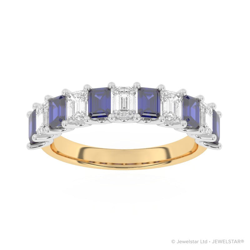 R-81440-SA-Y  Lab Diamond & Sapphire Eleven Stone Ring