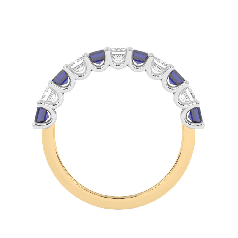 R-81440-SA-Y  Lab Diamond & Sapphire Eleven Stone Ring