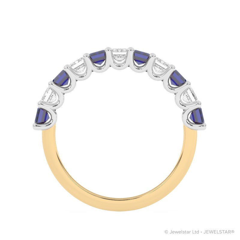 R-81440-SA-Y  Lab Diamond & Sapphire Eleven Stone Ring