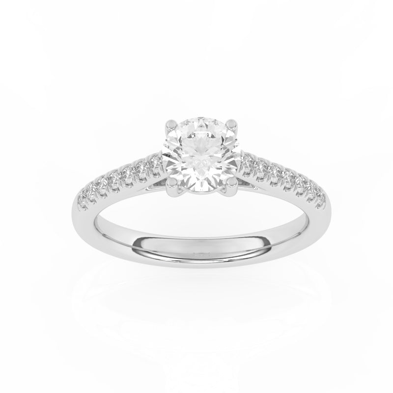 R-81501-AD-W  1.20ct D/VS Brilliant Cut Lab Diamond Solitaire Ring & Diamond Set Shoulders
