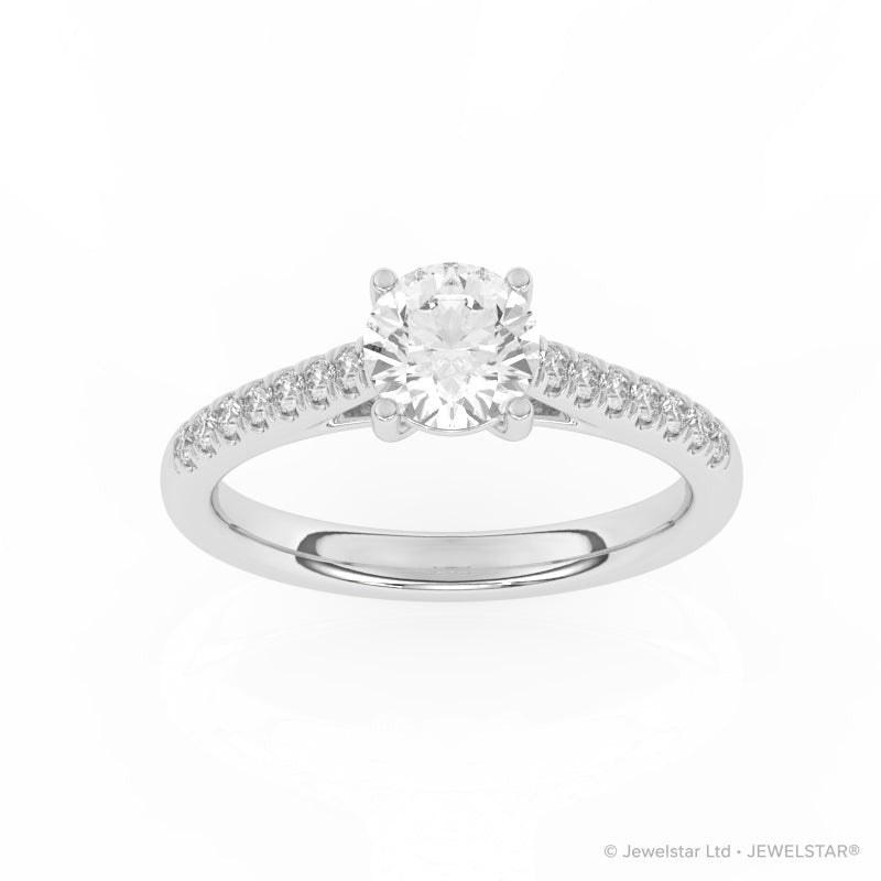 R-81501-AD-W  1.20ct D/VS Brilliant Cut Lab Diamond Solitaire Ring & Diamond Set Shoulders (IGI Report Included)