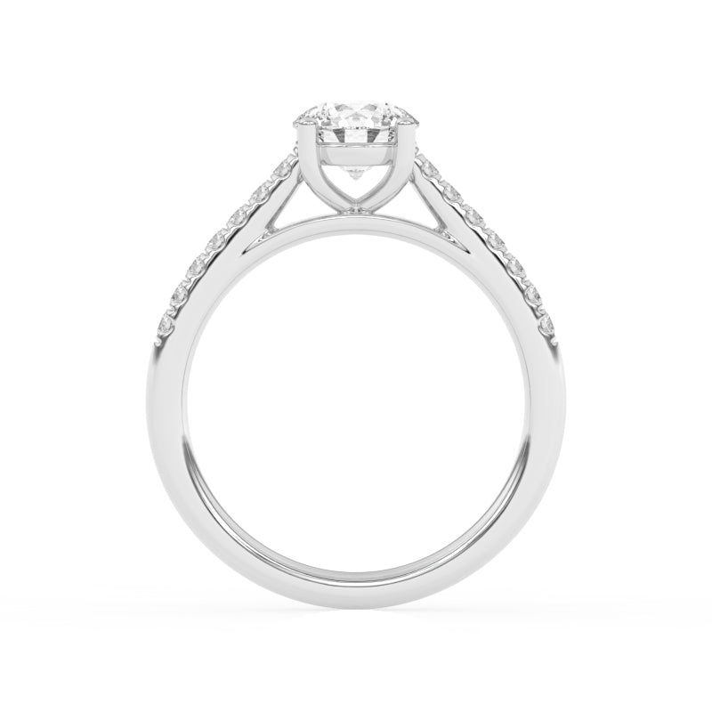 R-81501-AD-W  1.20ct D/VS Brilliant Cut Lab Diamond Solitaire Ring & Diamond Set Shoulders