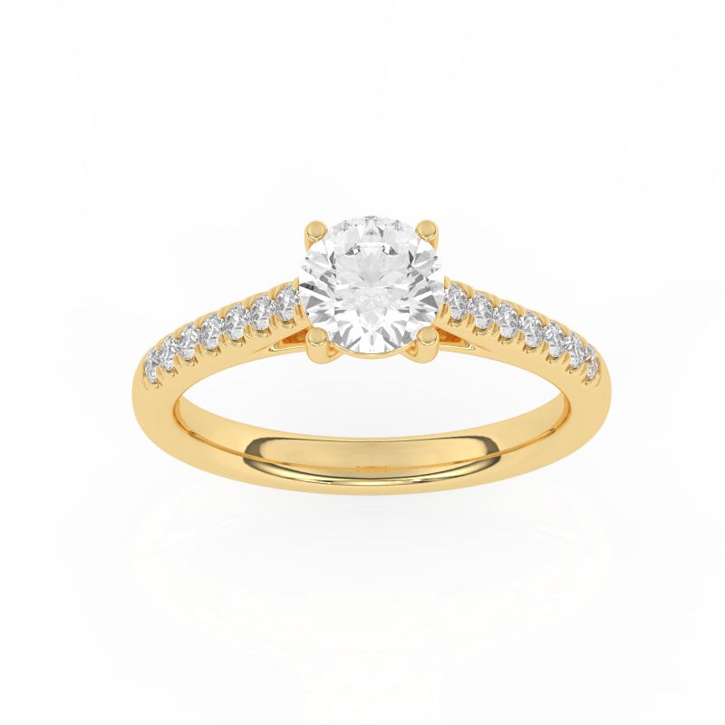 R-81501-AD-Y  1.20ct D/VS Brilliant Cut Lab Diamond Solitaire Ring & Diamond Set Shoulders