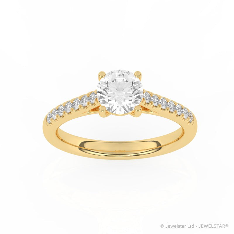 R-81501-AD-Y  1.20ct D/VS Brilliant Cut Lab Diamond Solitaire Ring & Diamond Set Shoulders (IGI Report Included)