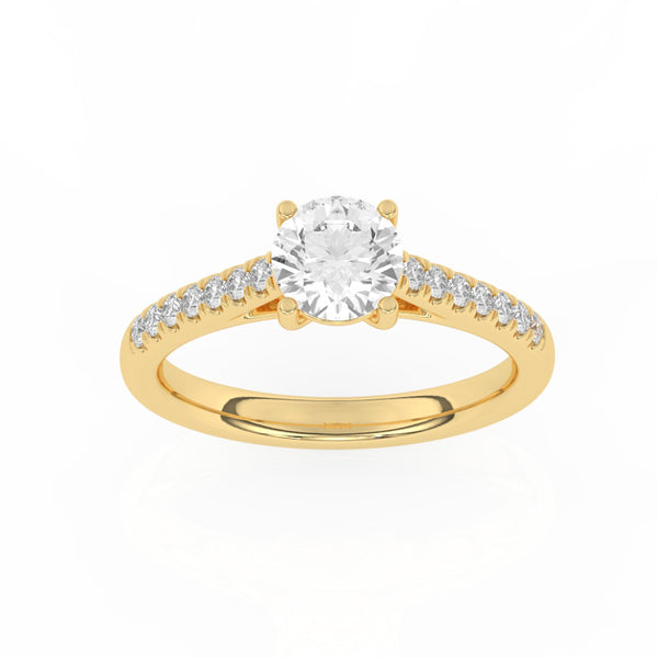 R-81501-AD-Y  1.20ct D/VS Brilliant Cut Lab Diamond Solitaire Ring & Diamond Set Shoulders (IGI Report Included)