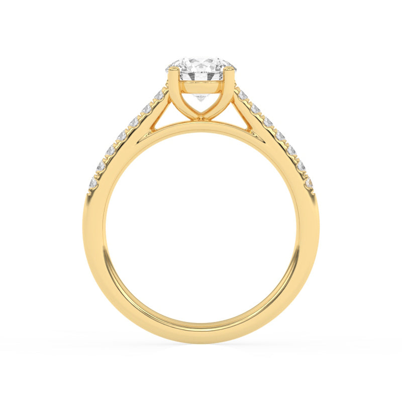 R-81501-AD-Y  1.20ct D/VS Brilliant Cut Lab Diamond Solitaire Ring & Diamond Set Shoulders