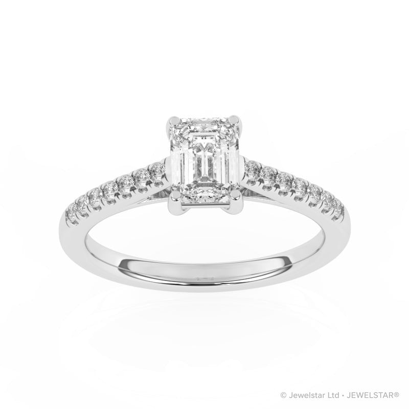 R-81502-AD-W  1.20ct D/VS Emerald Cut Lab Diamond Solitaire Ring & Diamond Set Shoulders (IGI Report Included)