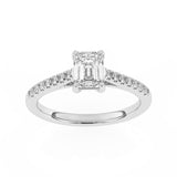R-81502-AD-W  1.20ct D/VS Emerald Cut Lab Diamond Solitaire Ring & Diamond Set Shoulders (IGI Report Included)