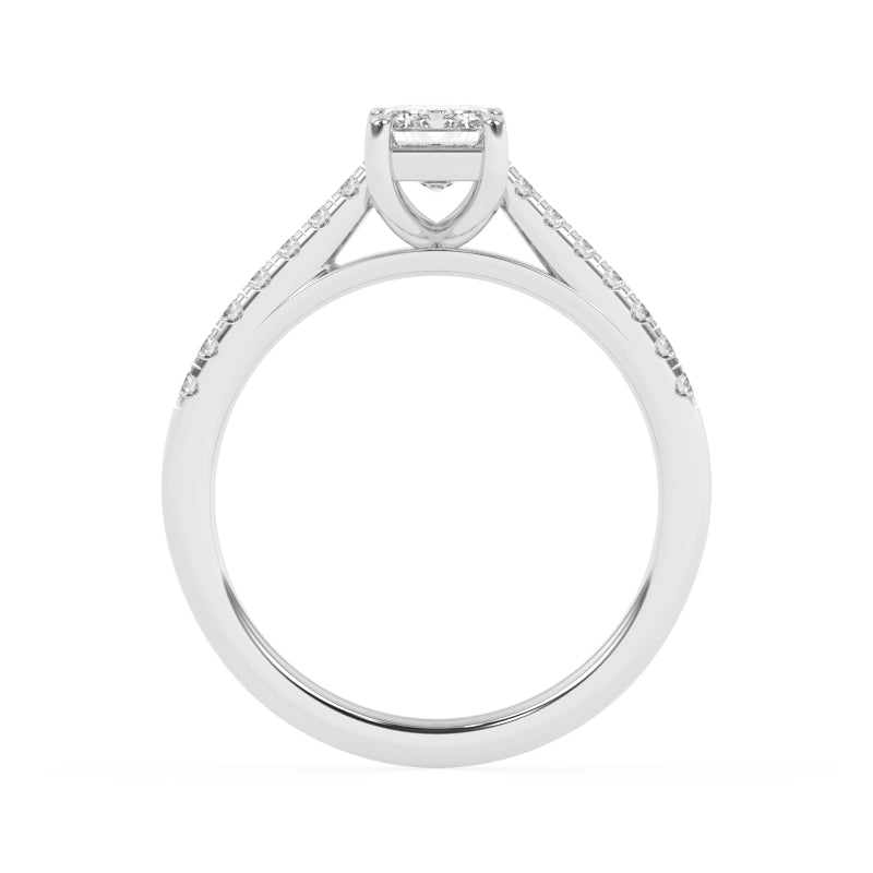 R-81502-AD-W  1.20ct D/VS Emerald Cut Lab Diamond Solitaire Ring & Diamond Set Shoulders (IGI Report Included)