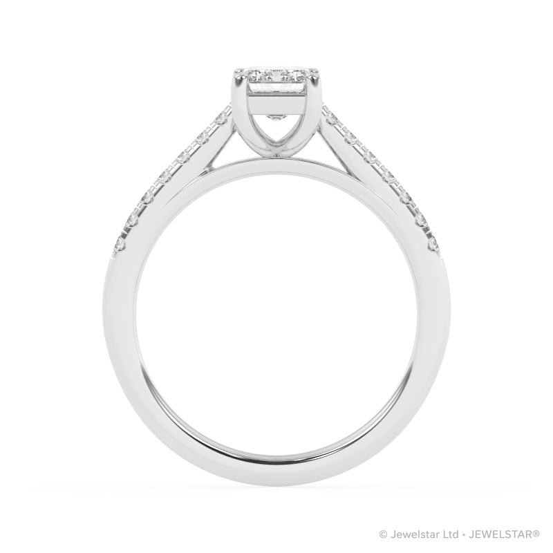 R-81502-AD-W  1.20ct D/VS Emerald Cut Lab Diamond Solitaire Ring & Diamond Set Shoulders (IGI Report Included)