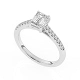 R-81502-AD-W  1.20ct D/VS Emerald Cut Lab Diamond Solitaire Ring & Diamond Set Shoulders (IGI Report Included)