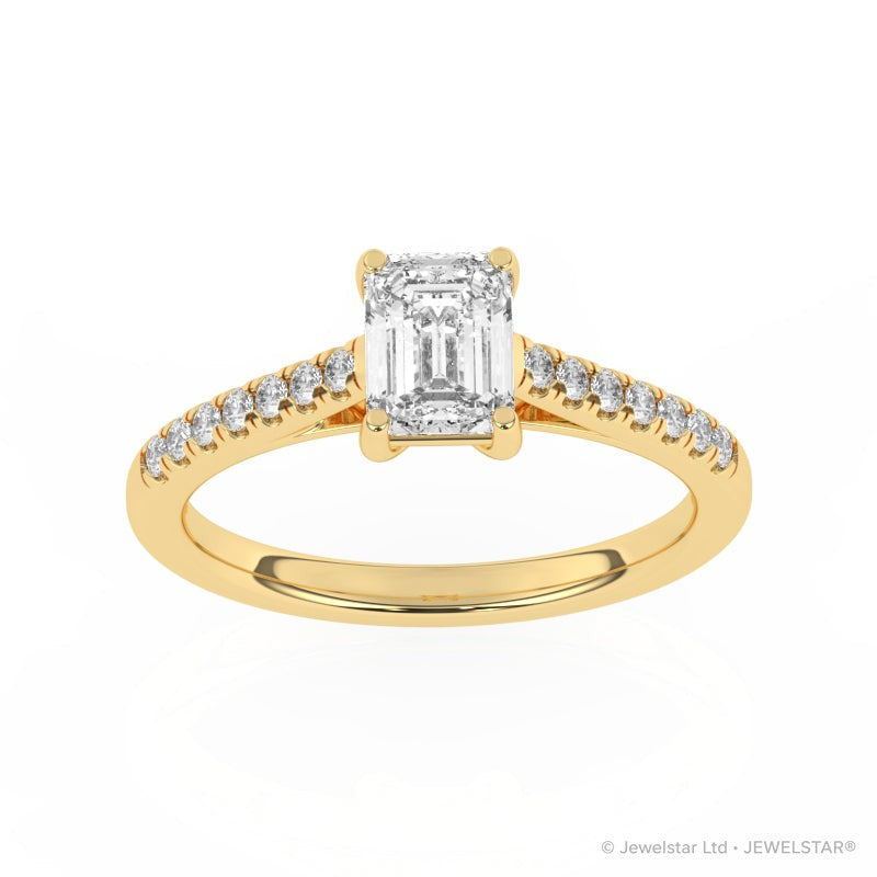 R-81502-AD-Y  1.20ct D/VS Emerald Cut Lab Diamond Solitaire Ring & Diamond Set Shoulders (IGI Report Included)
