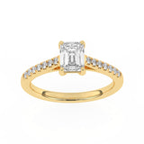 R-81502-AD-Y  1.20ct D/VS Emerald Cut Lab Diamond Solitaire Ring & Diamond Set Shoulders (IGI Report Included)
