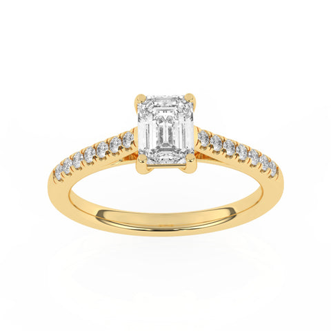 R-81502-AD-Y  1.20ct D/VS Emerald Cut Lab Diamond Solitaire Ring & Diamond Set Shoulders (IGI Report Included)