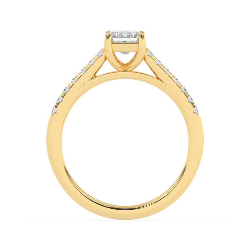 R-81502-AD-Y  1.20ct D/VS Emerald Cut Lab Diamond Solitaire Ring & Diamond Set Shoulders
