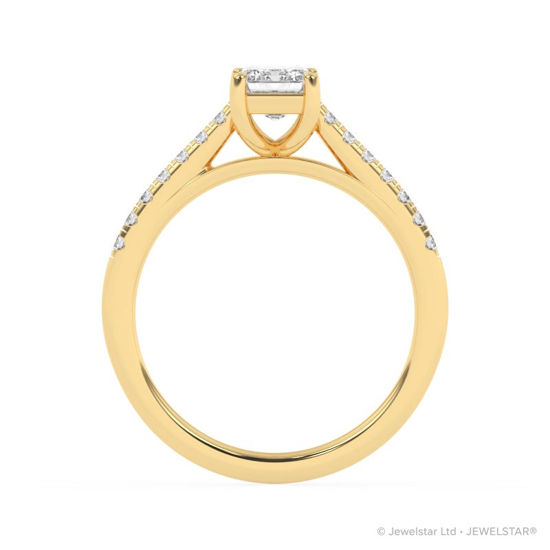 R-81502-AD-Y  1.20ct D/VS Emerald Cut Lab Diamond Solitaire Ring & Diamond Set Shoulders (IGI Report Included)