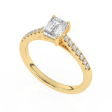 R-81502-AD-Y  1.20ct D/VS Emerald Cut Lab Diamond Solitaire Ring & Diamond Set Shoulders (IGI Report Included)