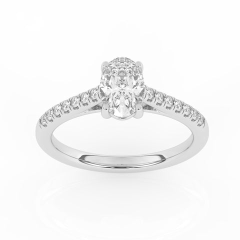 R-81503-AD-W  1.20ct D/VS Oval Cut Lab Diamond Solitaire Ring & Diamond Set Shoulders (IGI Report Included)
