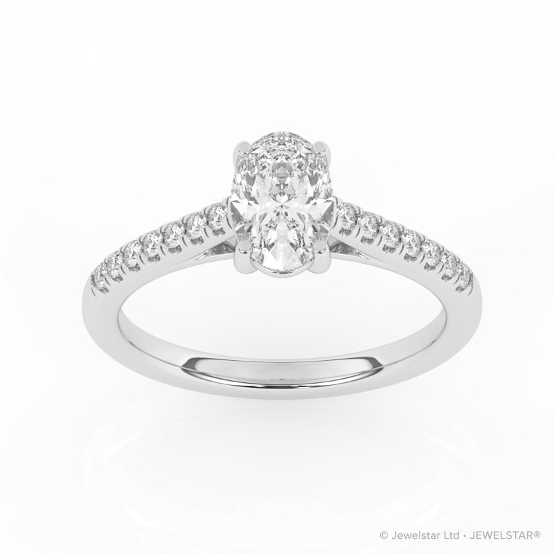 R-81503-AD-W  1.20ct D/VS Oval Cut Lab Diamond Solitaire Ring & Diamond Set Shoulders (IGI Report Included)
