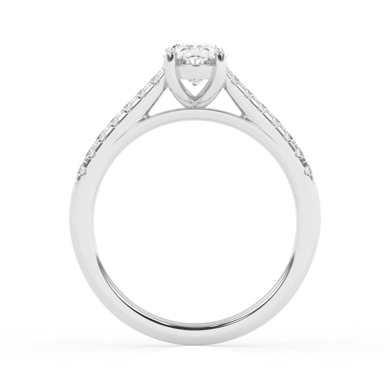 R-81503-AD-W  1.20ct D/VS Oval Cut Lab Diamond Solitaire Ring & Diamond Set Shoulders (IGI Report Included)