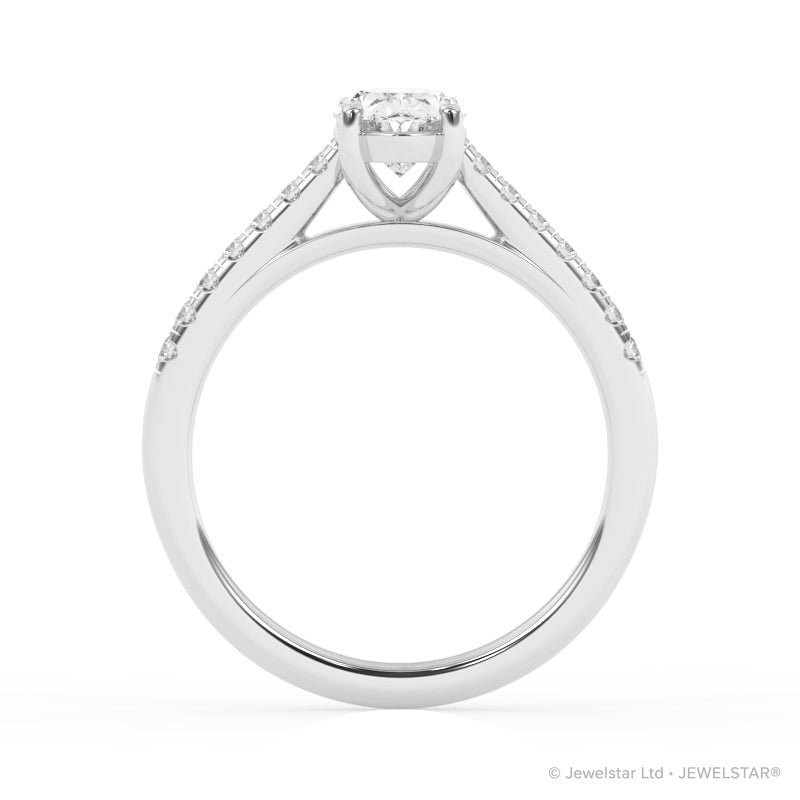 R-81503-AD-W  1.20ct D/VS Oval Cut Lab Diamond Solitaire Ring & Diamond Set Shoulders (IGI Report Included)