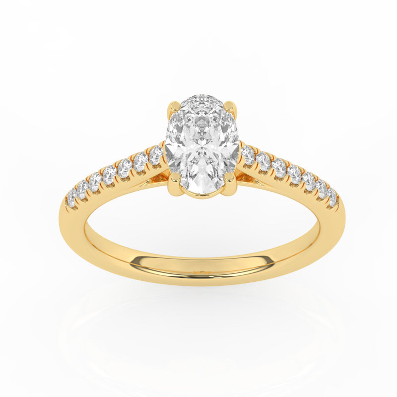 R-81503-AD-Y  1.20ct D/VS Oval Cut Lab Diamond Solitaire Ring & Diamond Set Shoulders