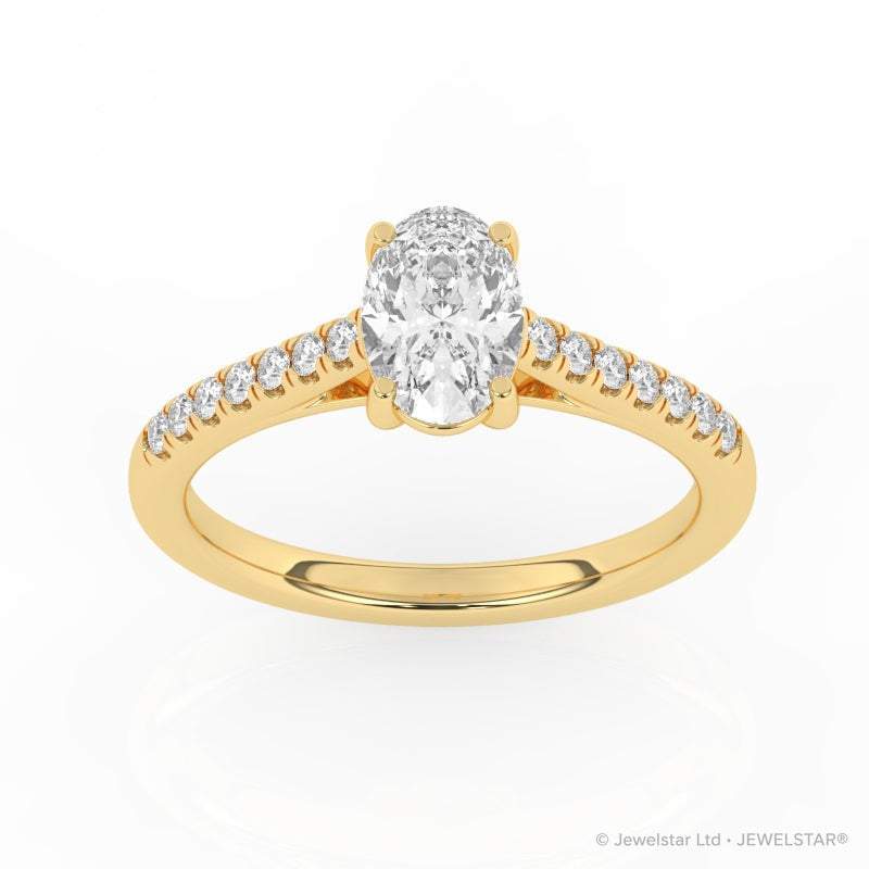 R-81503-AD-Y  1.20ct D/VS Oval Cut Lab Diamond Solitaire Ring & Diamond Set Shoulders (IGI Report Included)