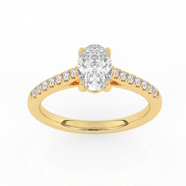 R-81503-AD-Y  1.20ct D/VS Oval Cut Lab Diamond Solitaire Ring & Diamond Set Shoulders (IGI Report Included)
