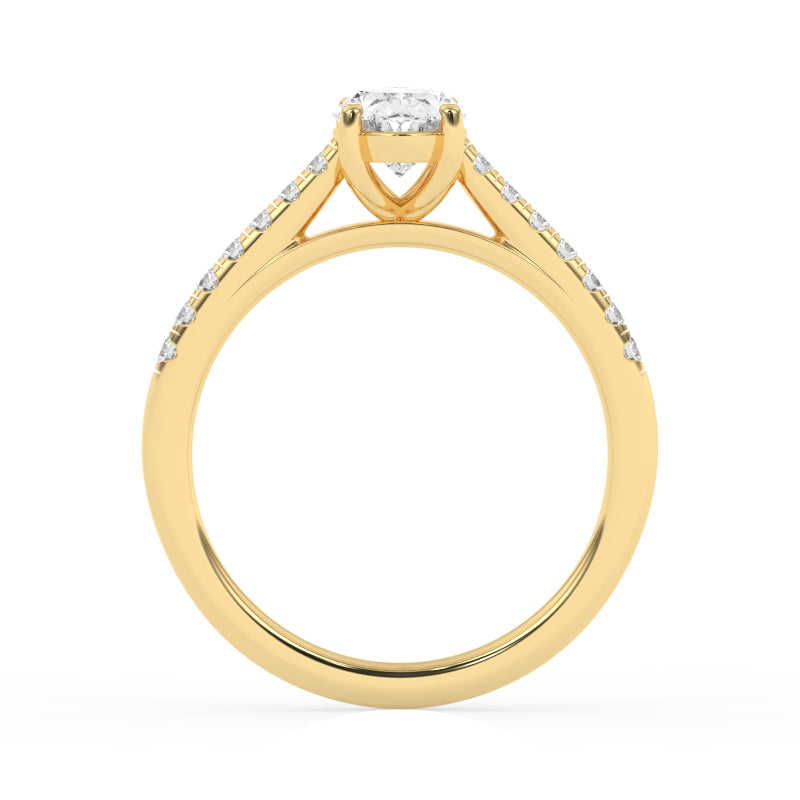 R-81503-AD-Y  1.20ct D/VS Oval Cut Lab Diamond Solitaire Ring & Diamond Set Shoulders