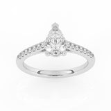 R-81504-AD-W  1.20ct D/VS Pear Cut Lab Diamond Solitaire Ring & Diamond Set Shoulders (IGI Report Included)