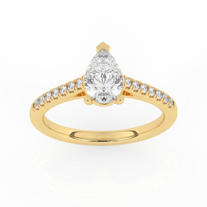 R-81504-AD-Y  1.20ct D/VS Pear Cut Lab Diamond Solitaire Ring & Diamond Set Shoulders