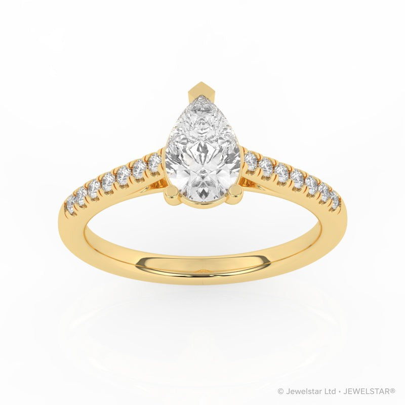 R-81504-AD-Y  1.20ct D/VS Pear Cut Lab Diamond Solitaire Ring & Diamond Set Shoulders (IGI Report Included)