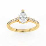 R-81504-AD-Y  1.20ct D/VS Pear Cut Lab Diamond Solitaire Ring & Diamond Set Shoulders (IGI Report Included)