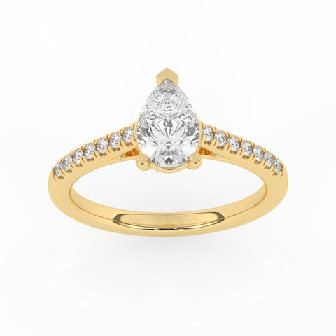R-81504-AD-Y  1.20ct D/VS Pear Cut Lab Diamond Solitaire Ring & Diamond Set Shoulders (IGI Report Included)