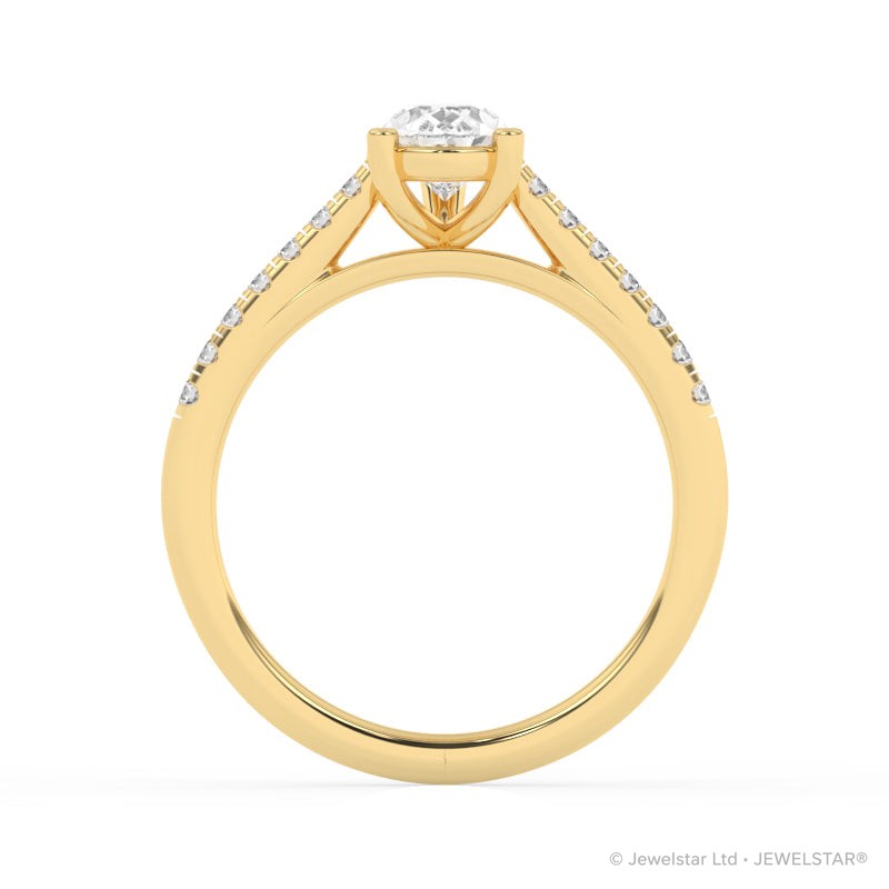 R-81504-AD-Y  1.20ct D/VS Pear Cut Lab Diamond Solitaire Ring & Diamond Set Shoulders (IGI Report Included)