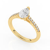 R-81504-AD-Y  1.20ct D/VS Pear Cut Lab Diamond Solitaire Ring & Diamond Set Shoulders (IGI Report Included)