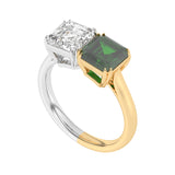 R-82210-EM-Y  Lab Diamond & Emerald Two Stone Ring F/VS (EGL Report Included)