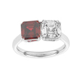 R-82210-RU-W  Lab Diamond & Ruby Two Stone Ring F/VS (EGL Report Included)