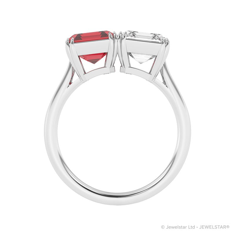 R-82210-RU-W  Lab Diamond & Ruby Two Stone Ring