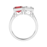 R-82210-RU-W  Lab Diamond & Ruby Two Stone Ring F/VS (EGL Report Included)