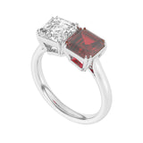 R-82210-RU-W  Lab Diamond & Ruby Two Stone Ring F/VS (EGL Report Included)