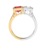 R-82210-RU-Y  Lab Diamond & Ruby Two Stone Ring F/VS (EGL Report Included)