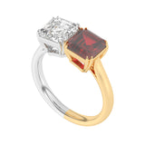R-82210-RU-Y  Lab Diamond & Ruby Two Stone Ring F/VS (EGL Report Included)