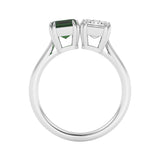 R-82211-EM-W  Lab Diamond & Emerald Two Stone Ring F/VS (EGL Report Included)