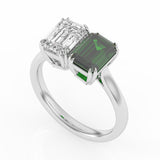 R-82211-EM-W  Lab Diamond & Emerald Two Stone Ring F/VS (EGL Report Included)